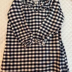 Petite plume navy and White Check flannel nightgown